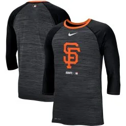 Men's San Francisco Giants Nike Black Velocity 3/4-Sleeve Raglan T-Shirt