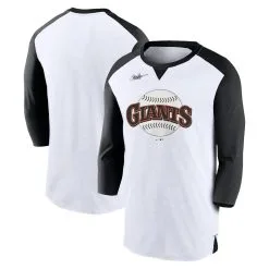 Men's San Francisco Giants Nike White/Black Rewind 3/4-Sleeve T-Shirt