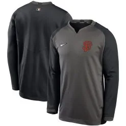Men's San Francisco Giants Nike Charcoal/Black Authentic Collection Thermal Crew Performance Pullover Sweatshirt