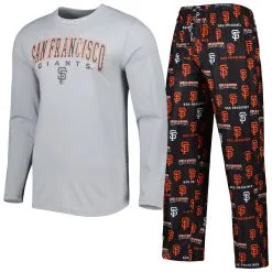 Men's San Francisco Giants Concepts Sport Gray/Black Breakthrough Long Sleeve Top & Pants Sleep Set