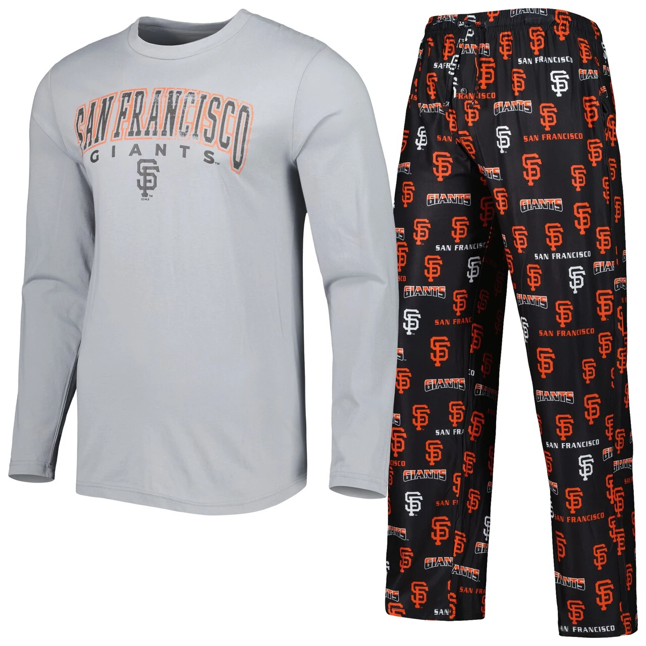 Men's San Francisco Giants Concepts Sport Gray/Black Breakthrough Long Sleeve Top & Pants Sleep Set 3 Men's San Francisco Giants Concepts Sport Gray/Black Breakthrough Long Sleeve Top & Pants Sleep Set
