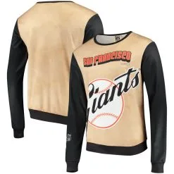 FOCO Men's San Francisco Giants Tan/Black Sublimated Crew Neck Sweater