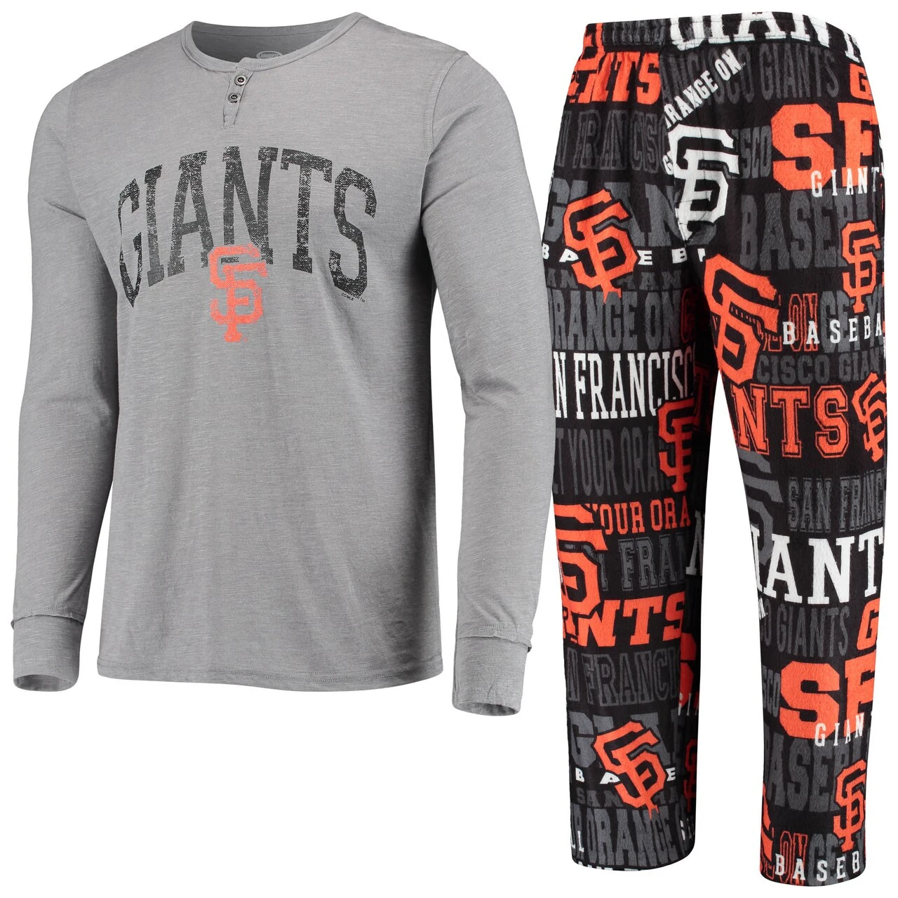 Men's San Francisco Giants Concepts Sport Black/Charcoal Ensemble Slub Long Sleeve T-Shirt And Allover Pants Sleep Set 3 Men's San Francisco Giants Concepts Sport Black/Charcoal Ensemble Slub Long Sleeve T-Shirt And Allover Pants Sleep Set