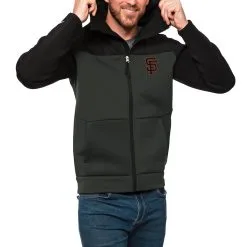 Men's San Francisco Giants Antigua Black/Charcoal Protect Full-Zip Hoodie