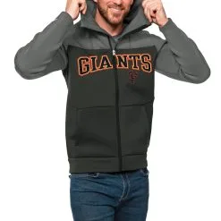 Men's San Francisco Giants Antigua Steel/Charcoal Wordmark Protect Full-Zip Hoodie