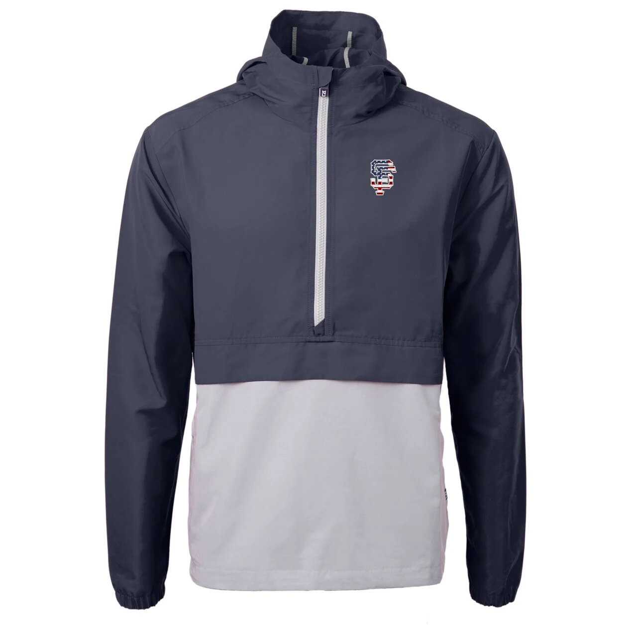 Men's San Francisco Giants Cutter & Buck Navy/Gray Americana Logo Charter Eco Knit Recycled Anorak Half-Zip Jacket 4 Men's San Francisco Giants Cutter & Buck Navy/Gray Americana Logo Charter Eco Knit Recycled Anorak Half-Zip Jacket - Image 2