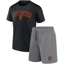 Men's San Francisco Giants Fanatics Branded Black/Heather Gray Arch T-Shirt & Shorts Combo Set