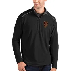 Men's San Francisco Giants Antigua Black Glacier Quarter-Zip Pullover Jacket