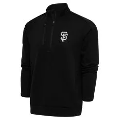 Men's San Francisco Giants Antigua Black Metallic Generation Quarter-Zip Pullover Top