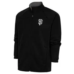 Men's San Francisco Giants Antigua Black Metallic Links Full-Zip Golf Jacket