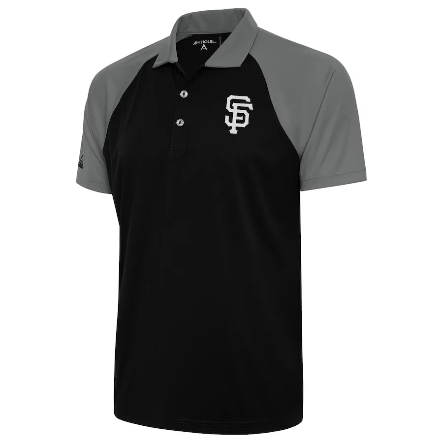 Men's San Francisco Giants Antigua Black Metallic Nova Polo 3 Men's San Francisco Giants Antigua Black Metallic Nova Polo