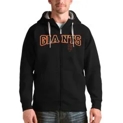San Francisco Giants Antigua Black Team Logo Victory Full-Zip Hoodie