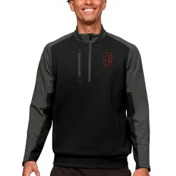 Men's San Francisco Giants Antigua Black Team Quarter-Zip Pullover Top