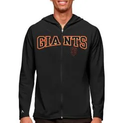 Men's San Francisco Giants Antigua Black Wordmark Legacy Full-Zip Hoodie