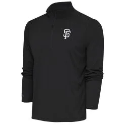 Men's San Francisco Giants Antigua Charcoal Metallic Tribute Quarter-Zip Top