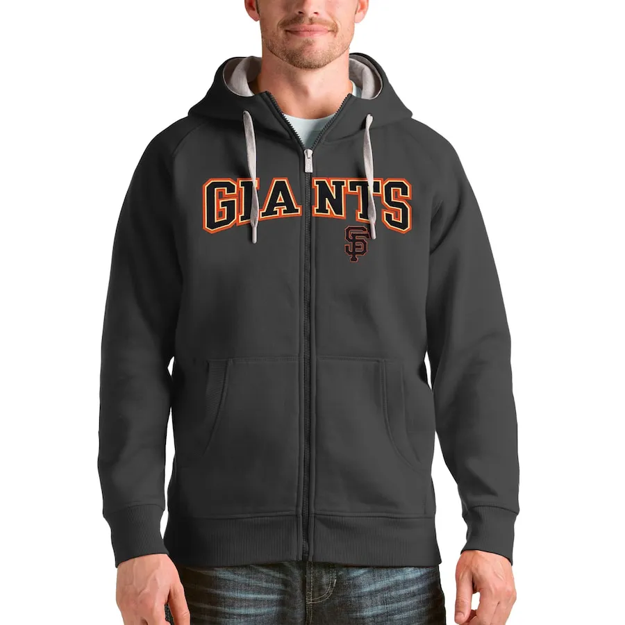 San Francisco Giants Antigua Charcoal Team Logo Victory Full-Zip Hoodie 3 San Francisco Giants Antigua Charcoal Team Logo Victory Full-Zip Hoodie