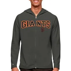 Men's San Francisco Giants Antigua Charcoal Wordmark Legacy Full-Zip Hoodie