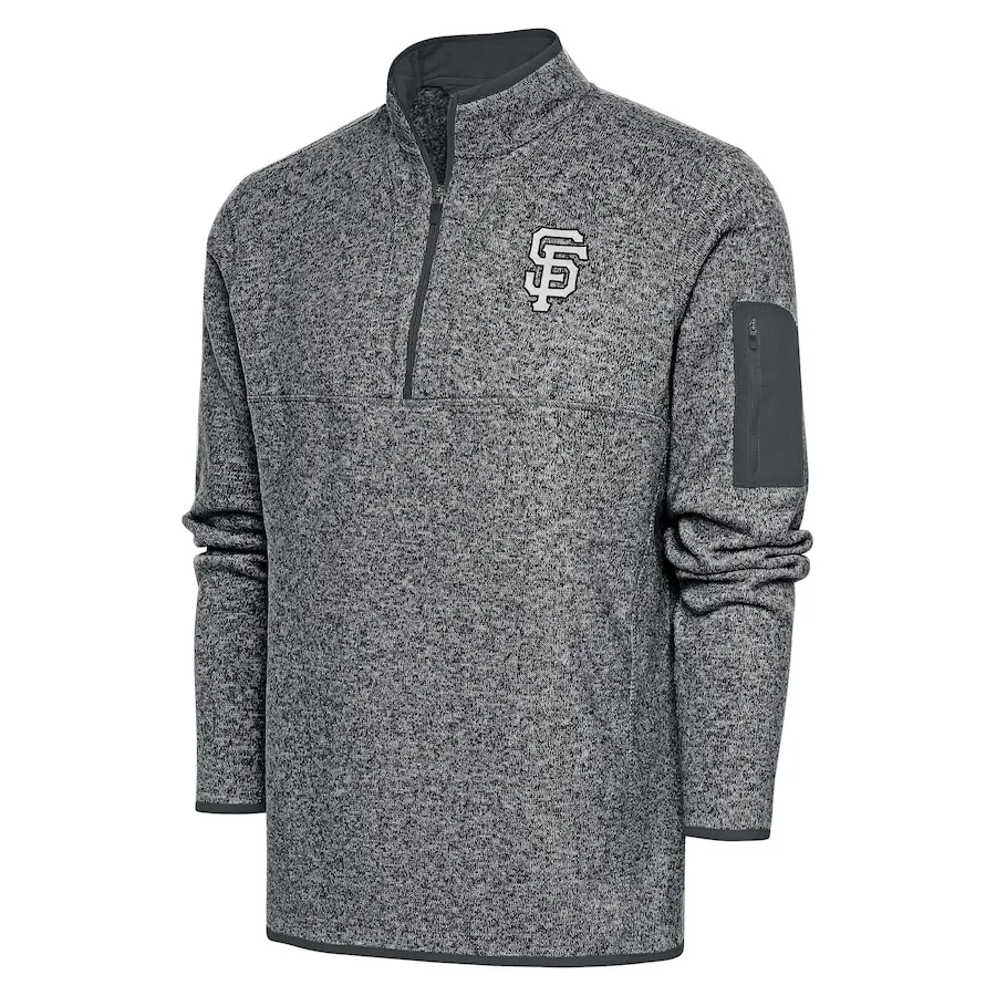 Men's San Francisco Giants Antigua Graphite Metallic Fortune Quarter-Zip Pullover Jacket 3 Men's San Francisco Giants Antigua Graphite Metallic Fortune Quarter-Zip Pullover Jacket