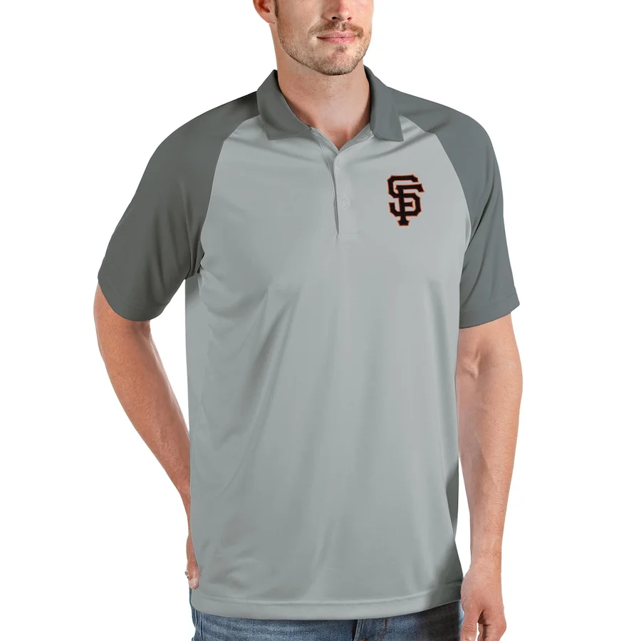 Men's San Francisco Giants Antigua Gray Nova Polo 3 Men's San Francisco Giants Antigua Gray Nova Polo