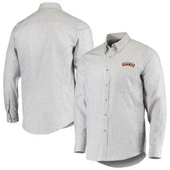Men's San Francisco Giants Antigua Gray Structure Woven Button-Up Long Sleeve Shirt