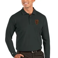 Men's San Francisco Giants Antigua Gray Tribute Long Sleeve Polo