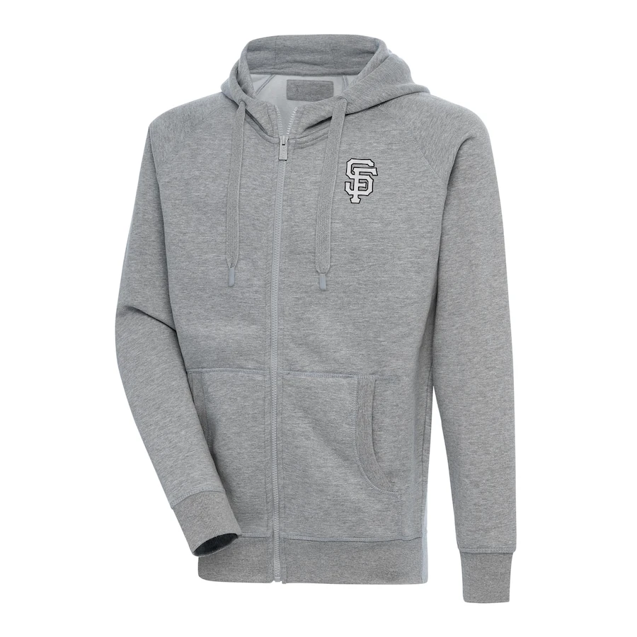 Men's San Francisco Giants Antigua Heather Gray Metallic Victory Full-Zip Hoodie 3 Men's San Francisco Giants Antigua Heather Gray Metallic Victory Full-Zip Hoodie