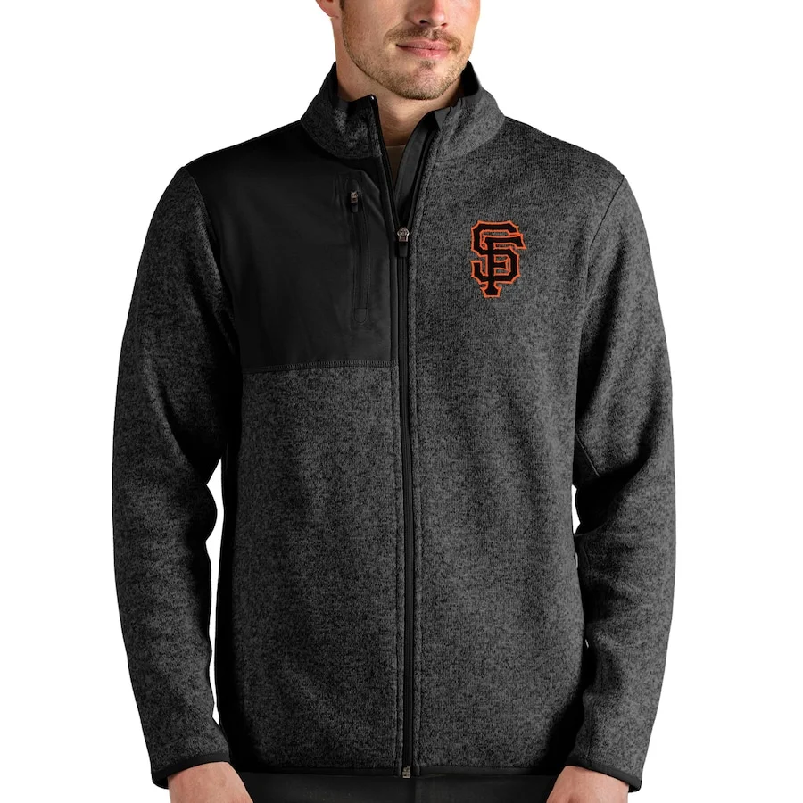 Men's San Francisco Giants Antigua Heathered Black Fortune Full-Zip Jacket 3 Men's San Francisco Giants Antigua Heathered Black Fortune Full-Zip Jacket