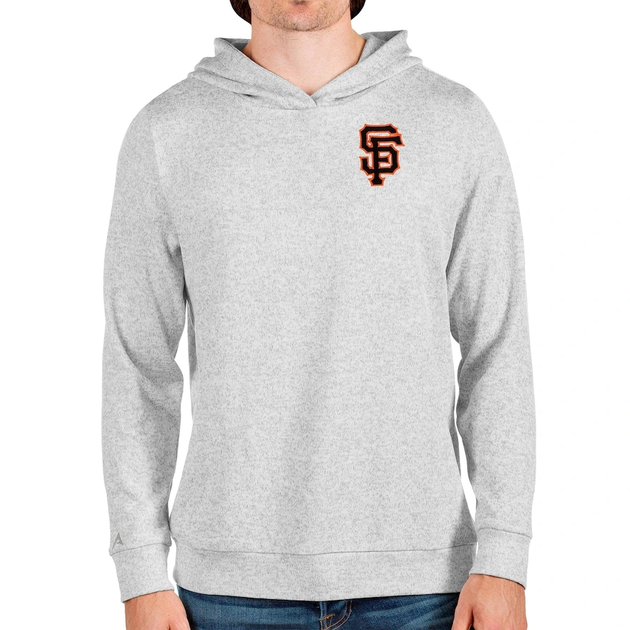 Men's San Francisco Giants Antigua Heathered Gray Absolute Pullover Hoodie 3 Men's San Francisco Giants Antigua Heathered Gray Absolute Pullover Hoodie