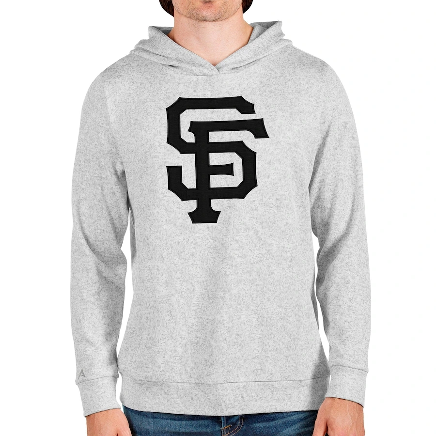 Men's San Francisco Giants Antigua Heathered Gray Team Logo Absolute Pullover Hoodie 3 Men's San Francisco Giants Antigua Heathered Gray Team Logo Absolute Pullover Hoodie