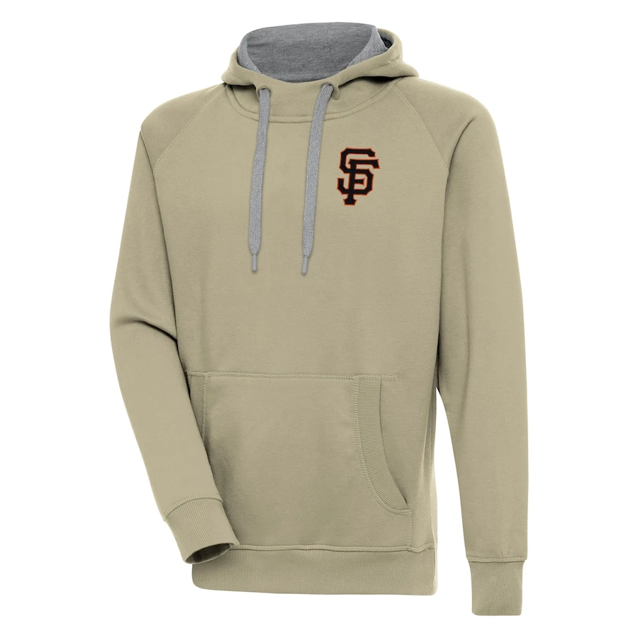 Men's San Francisco Giants Antigua Khaki Victory Pullover Hoodie 3 Men's San Francisco Giants Antigua Khaki Victory Pullover Hoodie