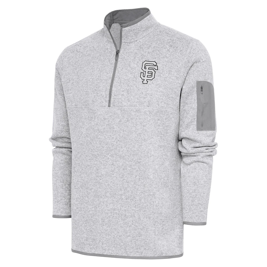 Men's San Francisco Giants Antigua Pewter Metallic Fortune Quarter-Zip Pullover Jacket 3 Men's San Francisco Giants Antigua Pewter Metallic Fortune Quarter-Zip Pullover Jacket