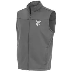 Men's San Francisco Giants Antigua Steel Metallic Links Full-Zip Golf Vest