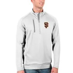 Men's San Francisco Giants Antigua White Generation Quarter-Zip Pullover Jacket