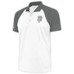 Men's San Francisco Giants Antigua White Metallic Nova Polo