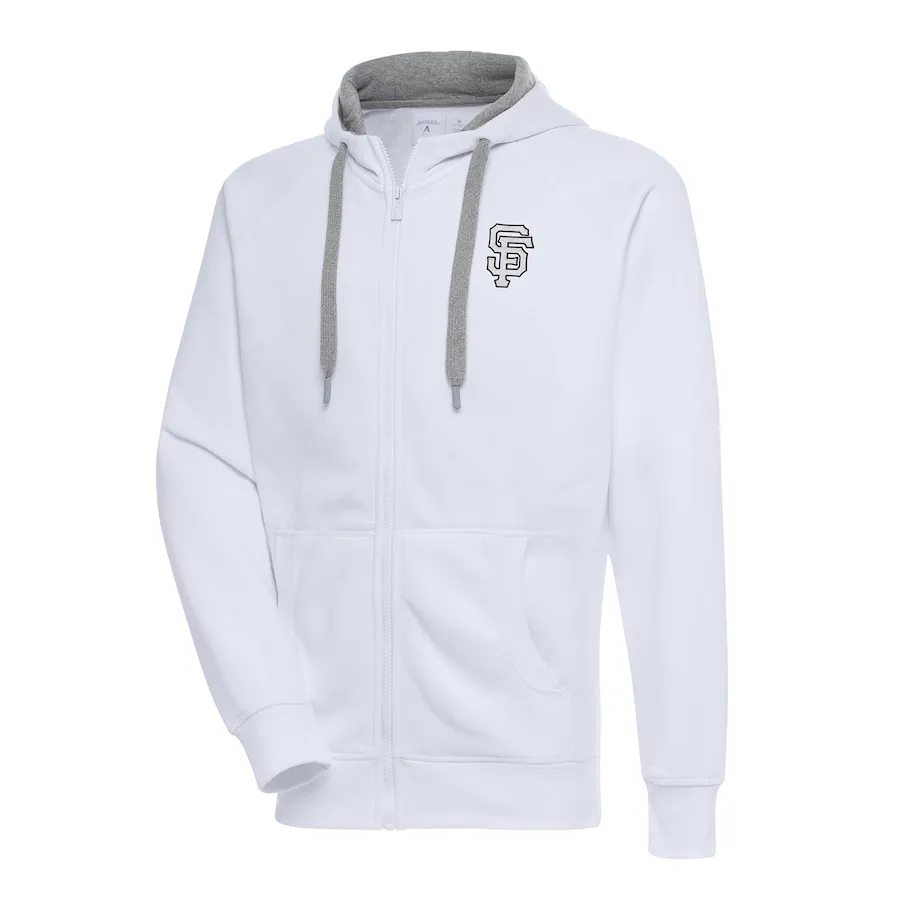 Men's San Francisco Giants Antigua White Metallic Victory Full-Zip Hoodie 3 Men's San Francisco Giants Antigua White Metallic Victory Full-Zip Hoodie