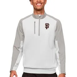 Men's San Francisco Giants Antigua White Team Quarter-Zip Pullover Top