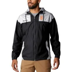 Men's San Francisco Giants Columbia Black Omni-Shade Flash Challenger Full-Zip Windbreaker Jacket