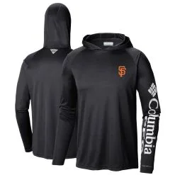 Men's San Francisco Giants Columbia Black Terminal Tackle Long Sleeve Hoodie T-Shirt