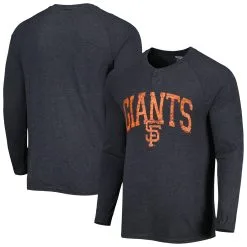 Men's San Francisco Giants Concepts Sport Black Inertia Raglan Long Sleeve Henley T-Shirt