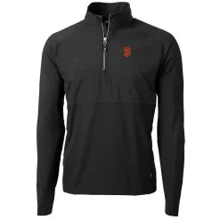 Men's San Francisco Giants Cutter & Buck Black Adapt Eco Knit Hybrid Recycled Quarter-Zip Pullover Jacket