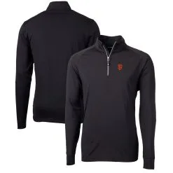 Men's San Francisco Giants Cutter & Buck Black Adapt Eco Knit Stretch Recycled Quarter-Zip Pullover Top