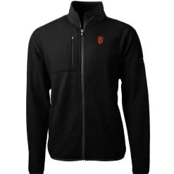 Men's San Francisco Giants Cutter & Buck Black Cascade Eco Sherpa Fleece Full-Zip Jacket