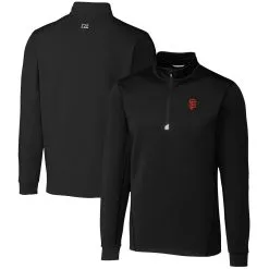Men's San Francisco Giants Cutter & Buck Black Traverse Stretch Quarter-Zip Pullover Top