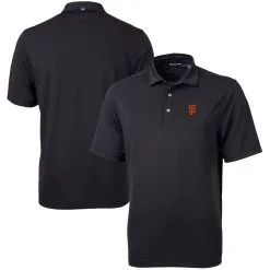 Men's San Francisco Giants Cutter & Buck Black Virtue Eco Pique Recycled Polo