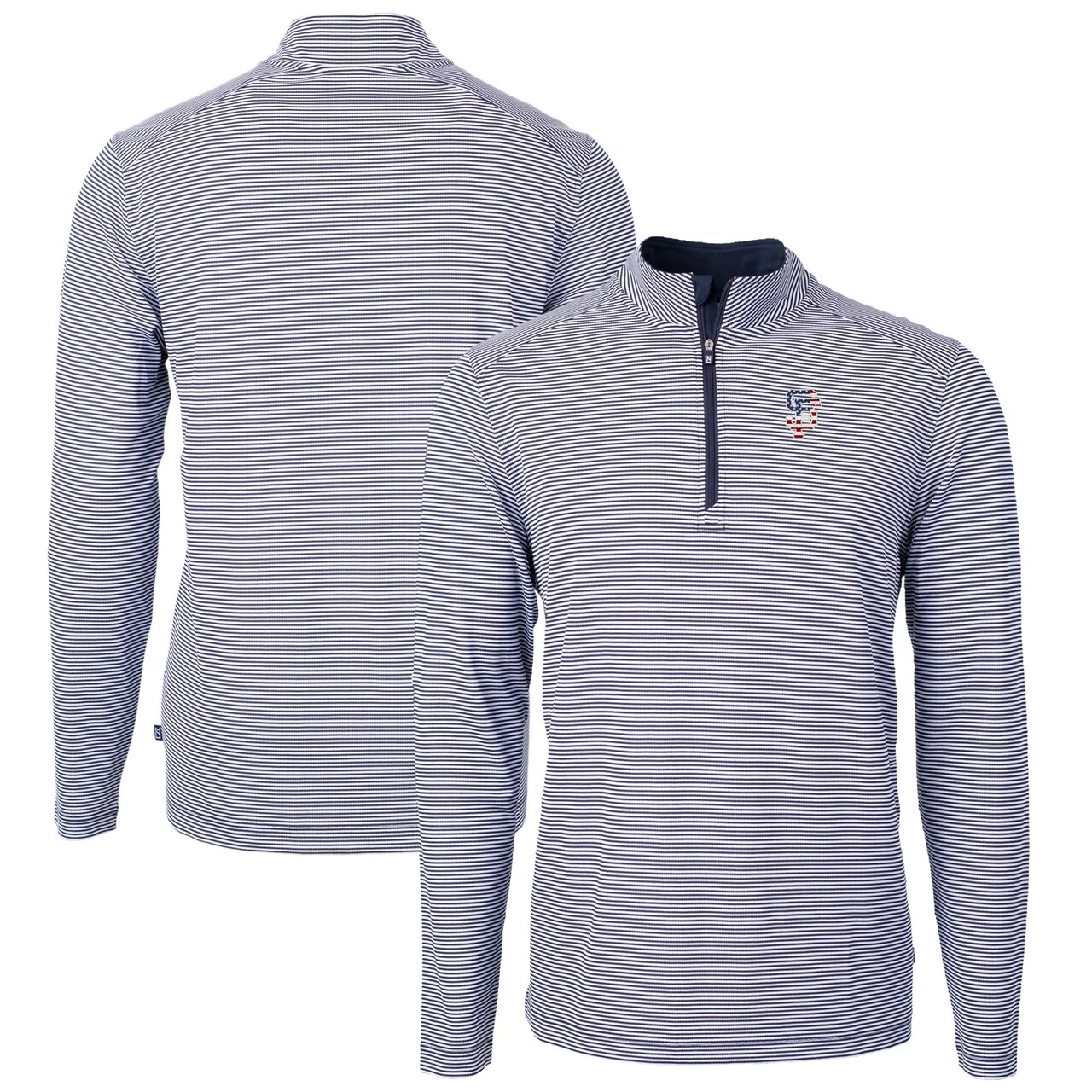 Men's San Francisco Giants Cutter & Buck Navy Americana Logo Big & Tall Virtue Eco Pique Recycled Quarter-Zip Pullover Top 3 Men's San Francisco Giants Cutter & Buck Navy Americana Logo Big & Tall Virtue Eco Pique Recycled Quarter-Zip Pullover Top