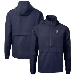 Men's San Francisco Giants Cutter & Buck Navy Americana Logo Charter Eco Knit Recycled Anorak Half-Zip Jacket