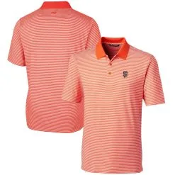 Men's San Francisco Giants Cutter & Buck Orange Forge Tonal Stripe Stretch Polo