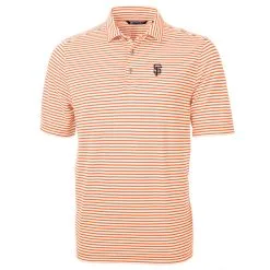 Men's San Francisco Giants Cutter & Buck Orange Virtue Eco Pique Stripe Recycled Polo