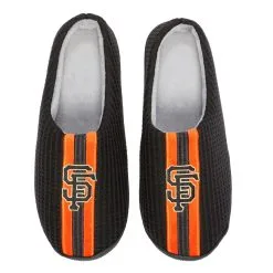 Men's San Francisco Giants FOCO Black Team Stripe Memory Foam Slide Slippers