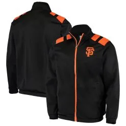 Men's San Francisco Giants G-III Sports By Carl Banks Black Post Up Tricot Full-Zip Track Jacket